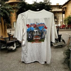 Harley-Davidson White Short Sleeve Tee Scenic Design 2XL Gettysburg, Pa